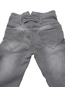 Grayish Blue High-Waisted Jeans