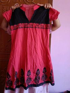 Red A-line Kurta
