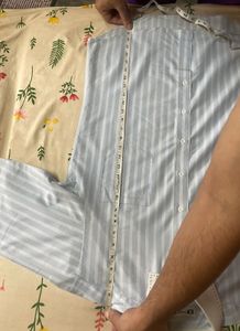 Korean Light Blue And White Striped Shirt