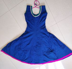 Pure Cotton Blue Dress With Embroidery Work