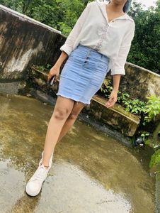 Light Blue Denim Skirt