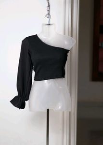 One-Shoulder Black Top