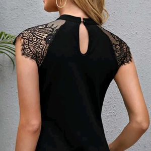 Lace Detail Black Top