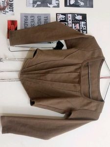 Brown Long Sleeve Corset Top