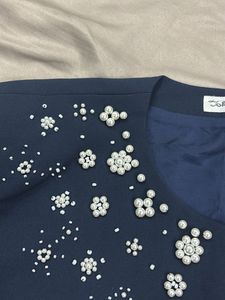 Crop open blazer with pearls