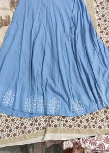 Blue Embroidered Skirt Set
