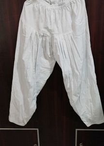 Cotton Blend White Patiala For School And Daily
