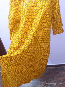 3xl Branded Yellow Printed Kurta