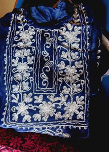 Elegant Blue Embroidered 3 ps kurti set