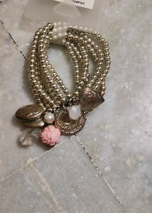Silver Charm Beaded Bracelet