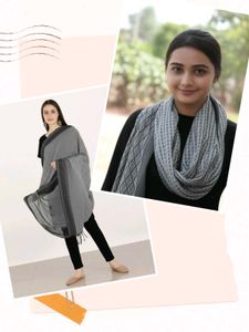 Gray Striped Cotton Scarf/Duppata