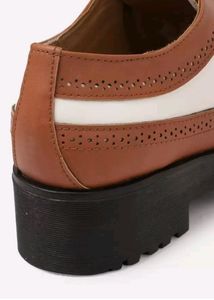 Roadster Brown&amp;White Colourblocked Platform Derbys