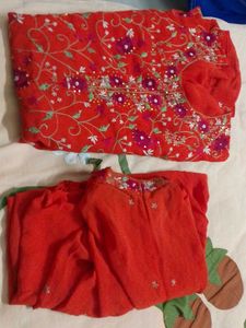 Beautiful Sequence Work With Embroidery Kurti Set