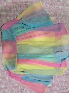 Rainbow Sheer Button-Down Top