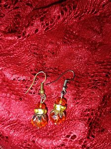 Orange Crystal Hanging Earring