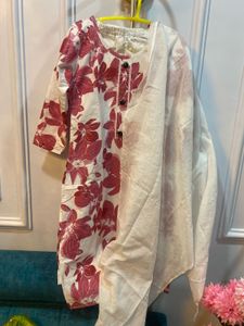Floral Print Kurti with Dupatta