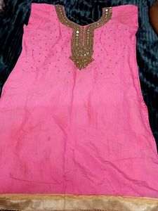 Pink Embellished Kurta