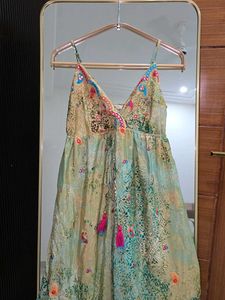 Boho V-Neck Embroidered Flared Dress
