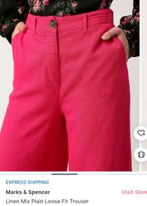 Marks &amp; Spencer Linen Trouser - Fuchsia