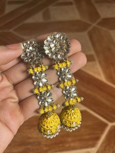Yellow Jhumka Earrings