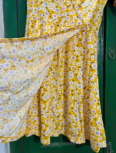 Yellow Floral Print Dress