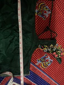Bottle Green Lehenga With Multicolour Blouse💚