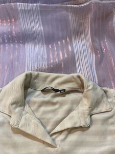 Light pink and colour strips fitted top