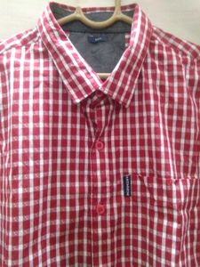 Maroon and White Plaid Shirt