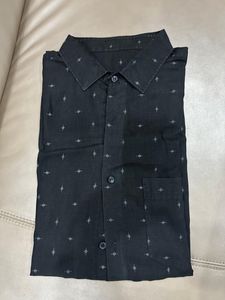 Black Cotton Linen Shirt