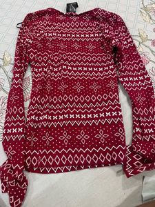 Red Patterned Pajama Set