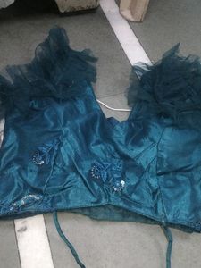 Rama Colour Fancy Fish Cut Lehnga Choli And Dupatt