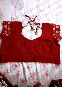 Maroon Net sleeve Blouse