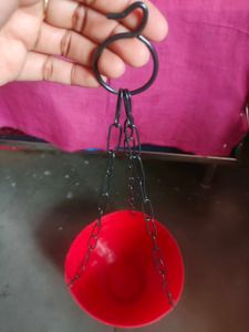 Hanging Planters Red &amp; White Set Of 2