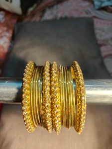 Combo Pack Red And Golden Metal Bangles