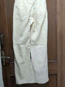 Cream Wide Leg Jeans