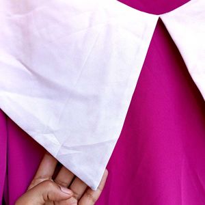 Dark Pink Dress with Korean Style Peter Pan Collar
