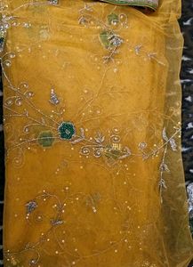 Beautiful Yellow Net Saree 💛💛