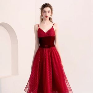 Princess Suede Bow Spotted Spaghetti Dress