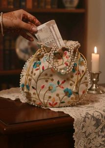 Floral Embroidered Pouch