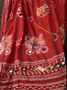Red Ethnic Skirt with Mirror Work