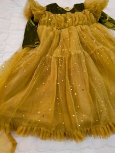 Olive Green Sparkle Tulle Dress