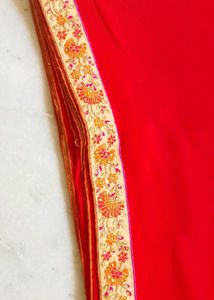 Beautiful Red Saree With Blouse