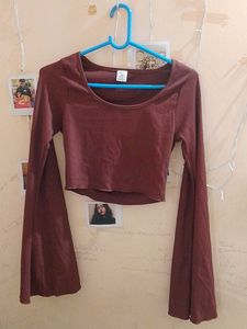 Brown fitted Crop Top