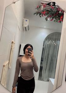 Gray Long Sleeve Top