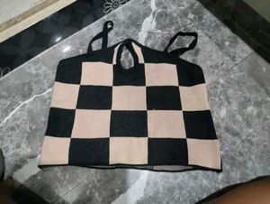 Checkered Knit Top