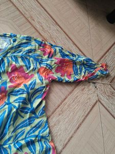 Floral Print Green Kurta