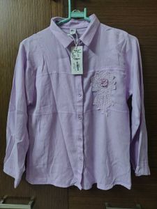 Lilac Embellished Button-Down Shirt