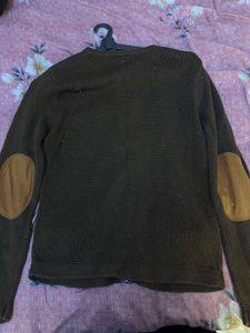 Brown Knit Zip Cardigan