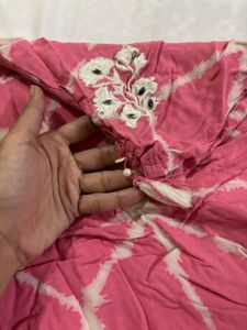 Pink Tie-Dye Embroidered Top