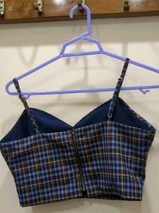 Blue Plaid Crop Top
